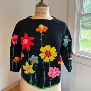 Thayer Sophisticates Flower Sweater Vintage Medium 100% Wool